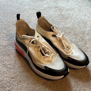 Nike Cream and Black Airmax Sneakers with Orange Soles